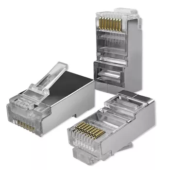 RJ45 modulinis jungtis QOLTEC 54556 CAT6 FTP, sidabrinė, 18×22×11 mm, pakuotė po 100 vnt.