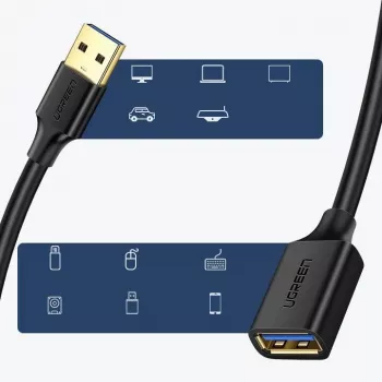 Ugreen USB 3.0 ilginimo laidas (motina) į USB 3.0 (tėvas) 2m (juodas)