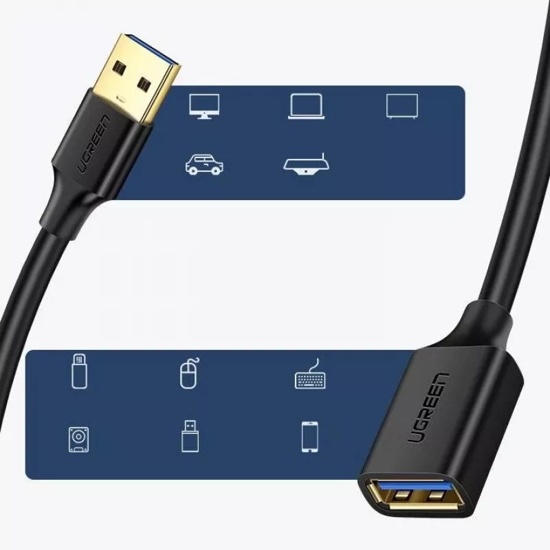 Ugreen USB 3.0 ilginimo laidas (motina) į USB 3.0 (tėvas) 2m (juodas)