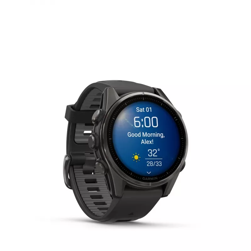 Garmin fenix 8 3.3 cm (1.3 inch) AMOLED 43 mm skaitmeninis 416 x 416 pikselių jutiklinis ekranas juodos spalvos Wi-Fi GPS (palydovas)