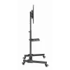 TV stovas GEMBIRD TVS-55T-01, 32–55 col., plieninis, reguliuojamas aukštis, VESA 100x100–400x400, pakreipimas, ratukai, max 35 kg