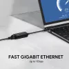Aukey CB-A30 USB-C į Gigabit RJ45 eterneto adapteris 10/100/1000 Mbps, USB 3.0, aliuminis, LED indikatoriai