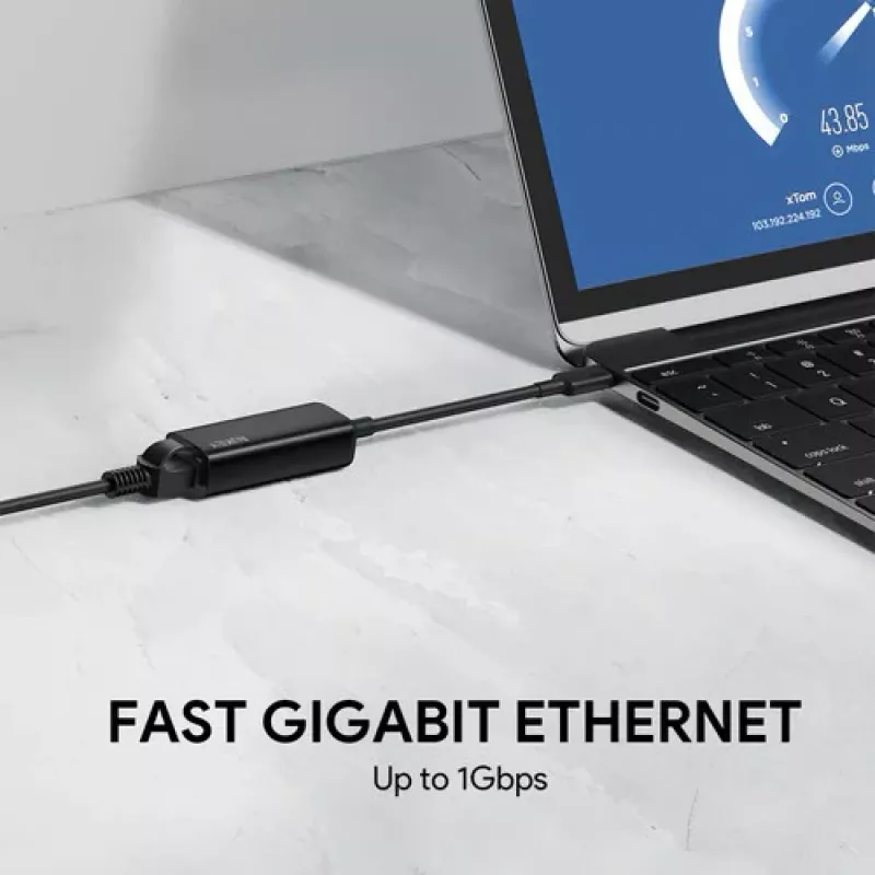 Aukey CB-A30 USB-C į Gigabit RJ45 eterneto adapteris 10/100/1000 Mbps, USB 3.0, aliuminis, LED indikatoriai