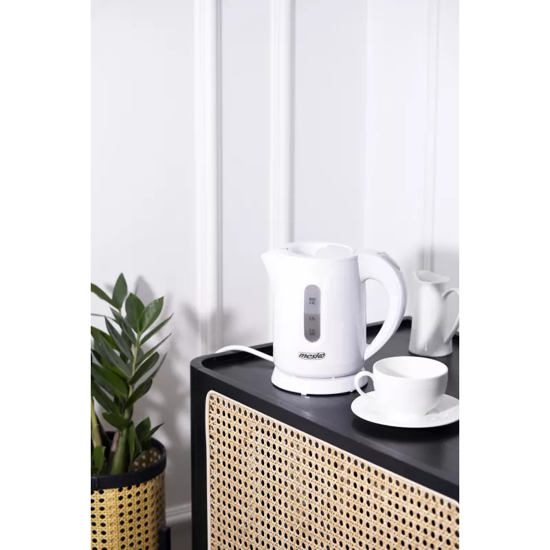 Mesko virdulys MS 1376 | Elektrinis | 850 W | 0,8 L | Plastikinis | 360° sukamas pagrindas | Baltas