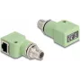 Delock 60683 M12 X-coded 8-pin kištukas – RJ45 lizdas adapteris, Cat.5e, 90° kampu, žalias