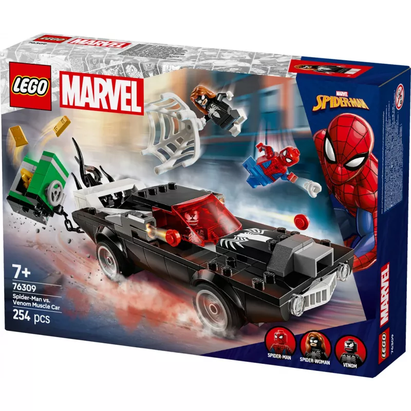 Konstruktorius LEGO Marvel Super Heroes Žmogus voras prieš Venom raumeningą automobilį 76309 — 254 dalys, 3 minifigūrėlės, amžius 7+