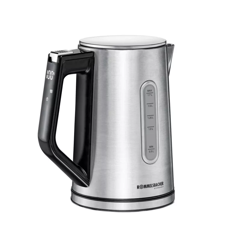Elektrinis virdulys Rommelsbacher WK 3000 — 1,7 l, 3000 W, nerūdijantis plienas ir juoda