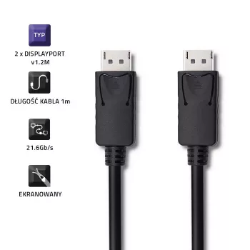 DisplayPort kabelis Qoltec 50373 2 m Juodas