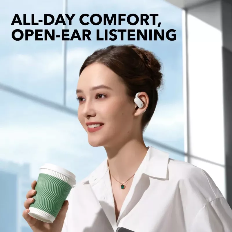 Ausinės Soundcore AeroFit 2, atviro tipo, belaidės Bluetooth, baltos