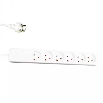 Prailginimo laidas Garbot 24155124-3EE 3 m 6 kištukinių lizdų vidaus baltas