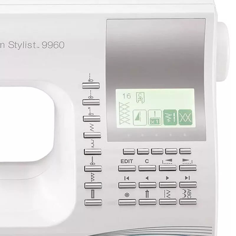 Siuvimo mašina SINGER Quantum Stylist 9960 — 600 siuvimo programų, 13 automatinių sagų skylučių, laisvoji rankovė