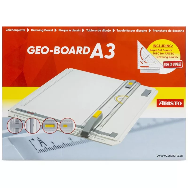 ARISTO Geo Board piešimo lenta A3 su greitojo braižymo trikampiu