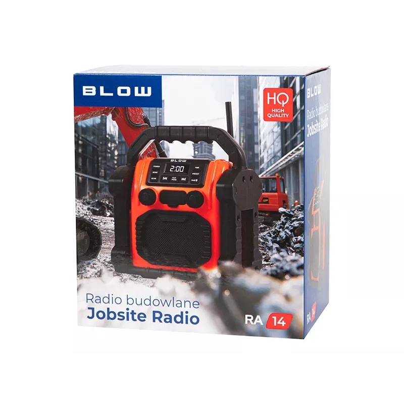 Nešiojamas AM/FM radijas BLOW RA14 statybinis radijas, maitinamas baterijomis, AM ir FM priėmimas
