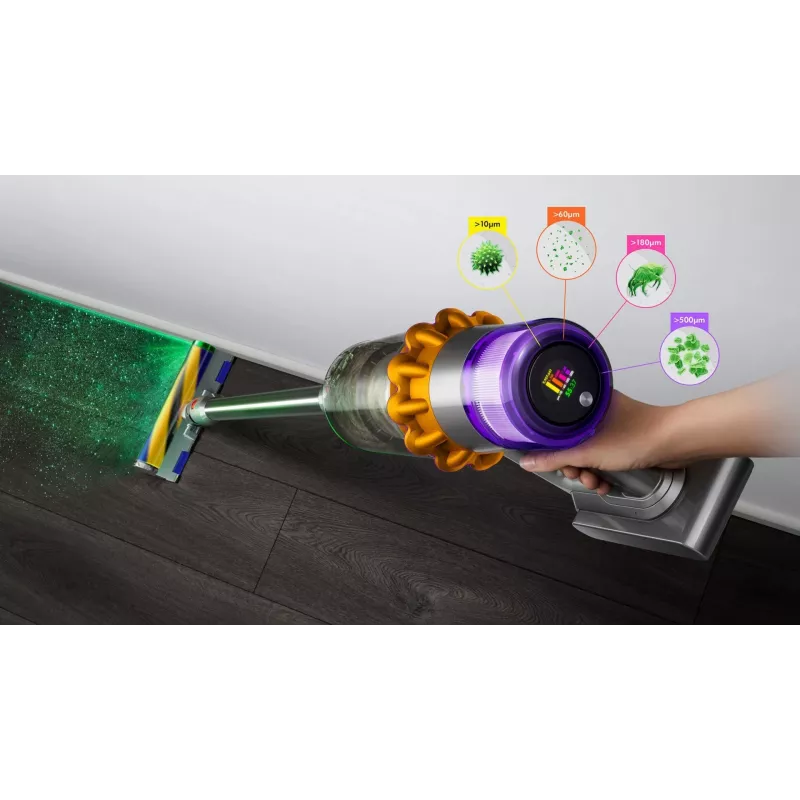Belaidis dulkių siurblys Dyson V15 Detect Absolute, nikelio/gelsvos spalvos, 446986-01