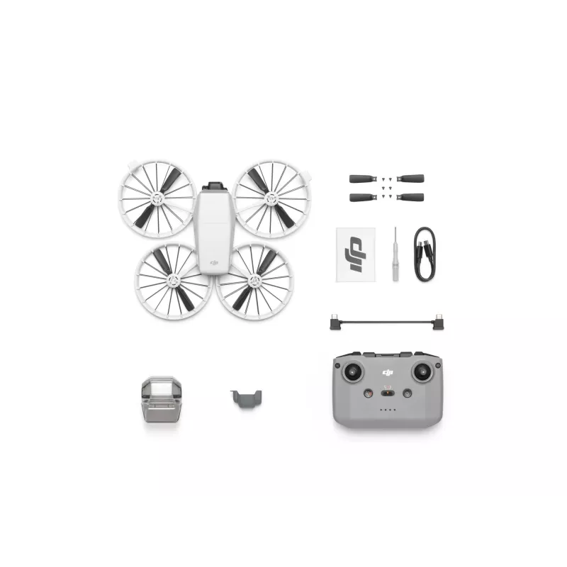 Dronas DJI Flip (RC-N3) 4 rotoriai, 48 MP kamera, 3840×2160 vaizdo įrašas, 3110 mAh baterija, juoda/balta