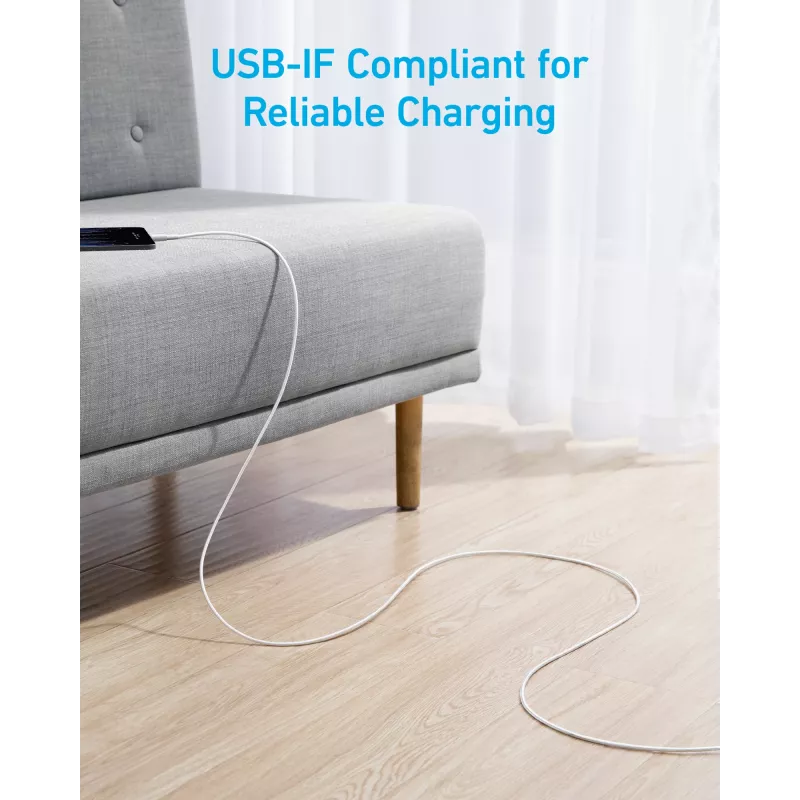 USB laidas Anker 322 1,8 m USB-A USB-C baltas