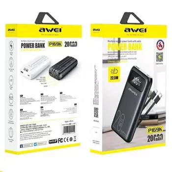 Powerbank 20000mAh Awei P169 K 22.5W USB-C + Apple laidas