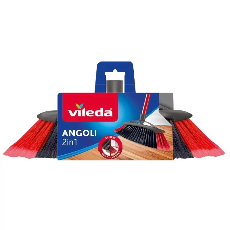 Vileda šluota kietais šereliais, technopolimerinė rankena, juoda, modelis 128762