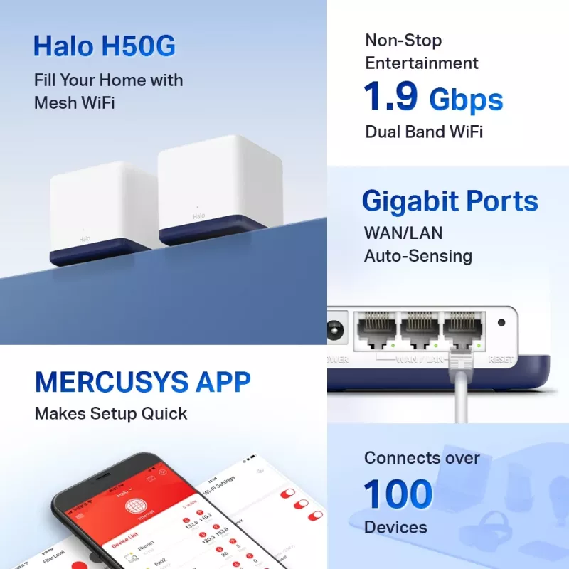 Mercusys AC1900 viso namo „Mesh“ Wi-Fi sistema