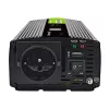 Green Cell PowerInverter LCD 12 V 500W/1000W automobilinis keitiklis su ekranu – gryno sinusinio bangos keitiklis, juodas