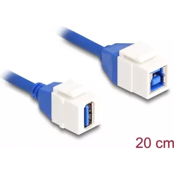 DeLOCK Keystone modulis USB 5 Gbps, Type-A (mot.) į Type-B (mot.), 20 cm, mėlyna