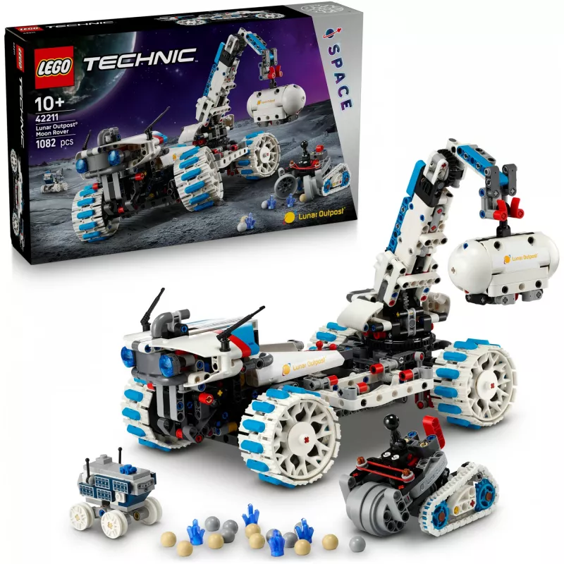 LEGO Technic 42211 Mėnulio bazės roveris – statybinis rinkinys, 1082 dalių, modulinė konstrukcija, 130×310×190 mm