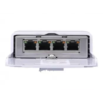 Switch UBIQUITI NanoSwitch Gigabit Ethernet PoE, 4x Gigabit RJ-45, 4x PoE prievadai, 36W biudžetas, 24V DC