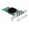 DeLOCK PCI Express x4 kortelė 4 x išoriniai USB 3.0 keturi kanalai - Low Profile