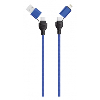 USB laidas 2GO 797368 1.2 m USB A/USB C USB C/Lightning Juodas Mėlynas