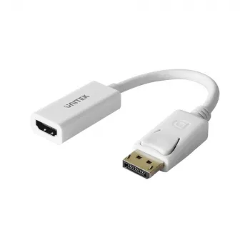 UNITEK Y-6332 Baltas Auksuotas DisplayPort DP į HDMI 4K UHD keitiklis adapteris su garsu