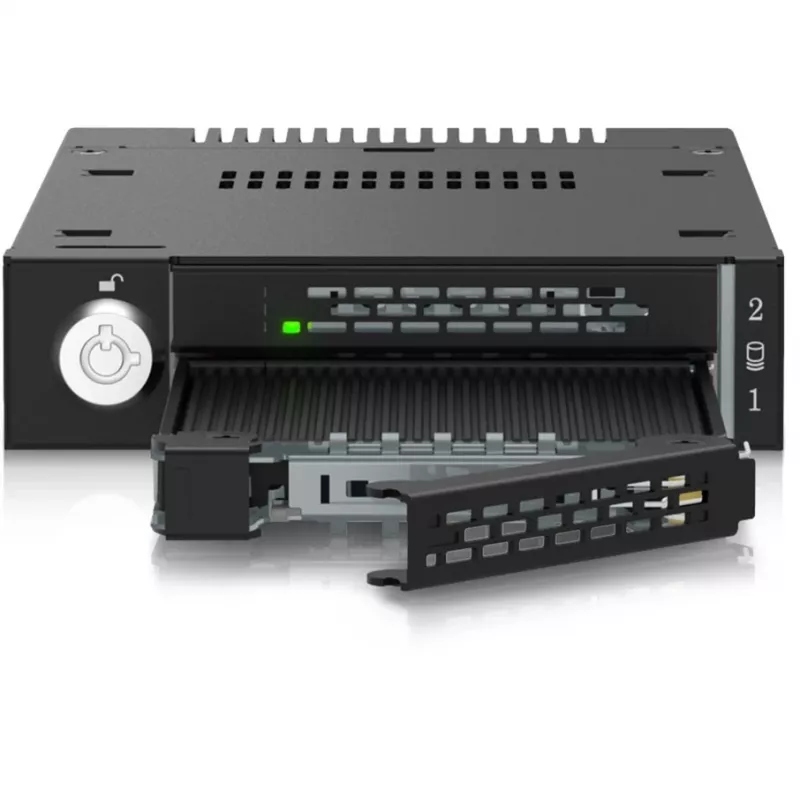 ICY DOCK ToughArmor MB834MK-B V2 - 2x M.2 NVMe į 1x 3,5 colio lizdo mobilusis krepšelis su metaliniu raktiniu užraktu, SlimSAS 4i, juodas