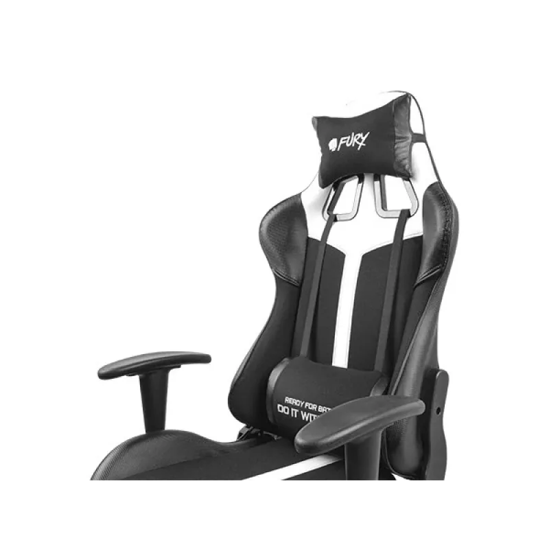 Žaidimų kėdė FURY Avenger XL universali, paminkštinta sėdynė, juoda, balta