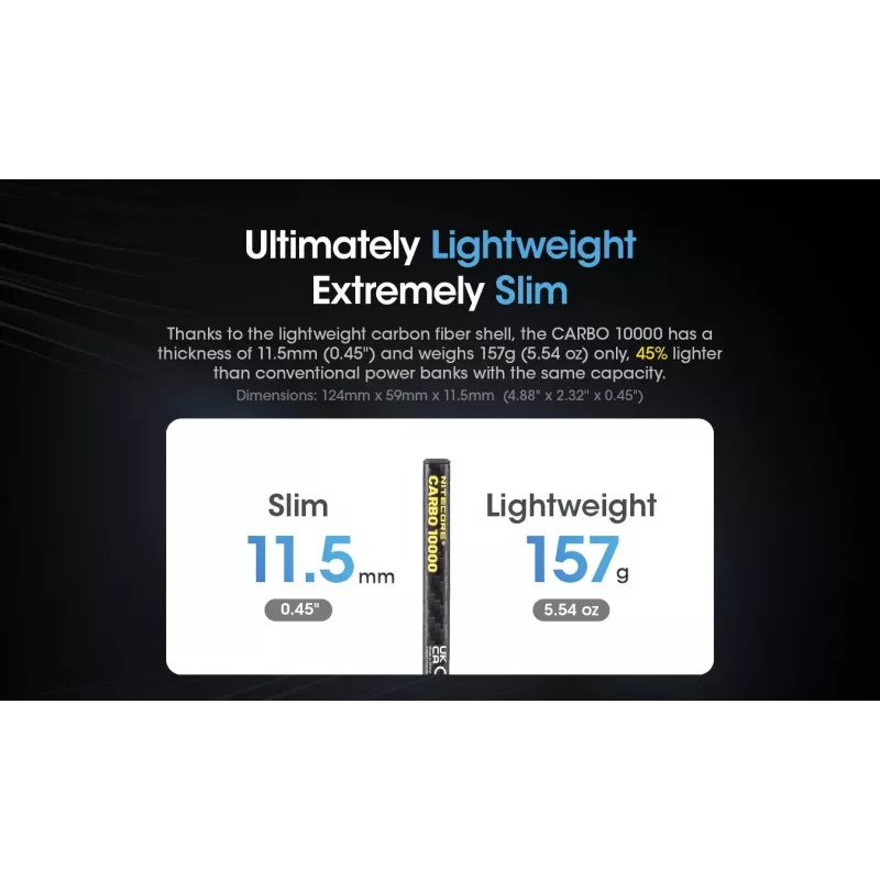 Nitecore CARBO 10000 papildomas maitinimo šaltinis, 10000 mAh, juodas