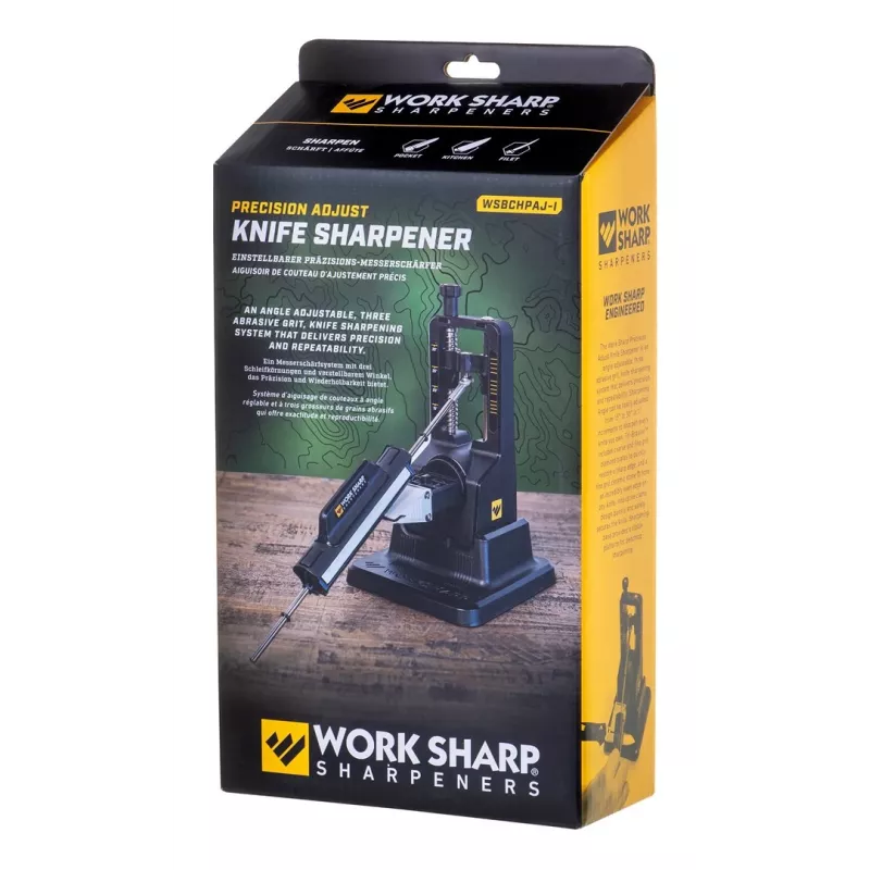 Pjovimo galąstuvas Work Sharp Precision Adjust 09DX164 reguliuojamu kampu su keraminiu glaistymo strypu, deimantinėmis plokštelėmis, juodas, 243,8×165,1×143,3 mm