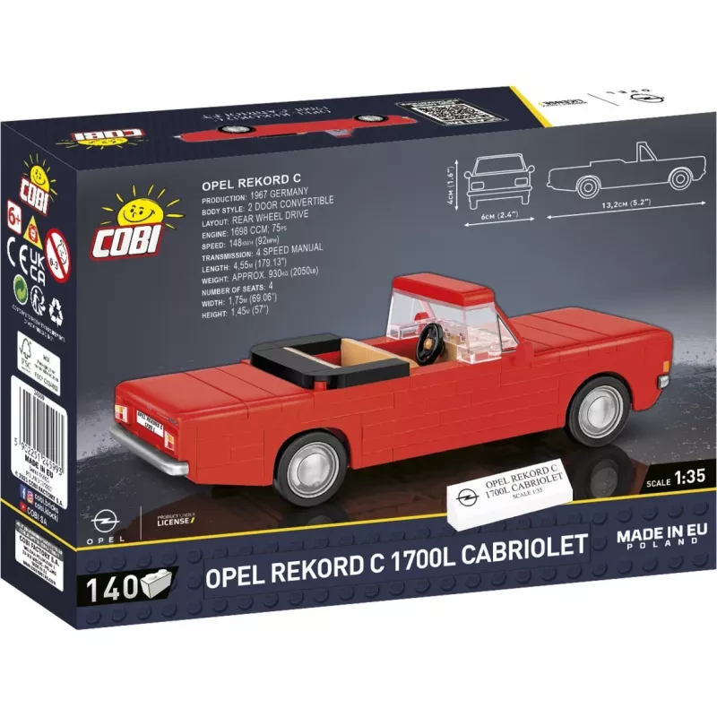 Cobi konstruktorius Opel Rekord C 1700 L kabrioletas modelio rinkinys, mastelinis modelis