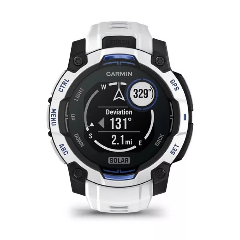 Garmin Instinct 3 Solar išmanusis laikrodis, 45 mm, Black/Stone White, silikoninė apyrankė (010-02934-03)