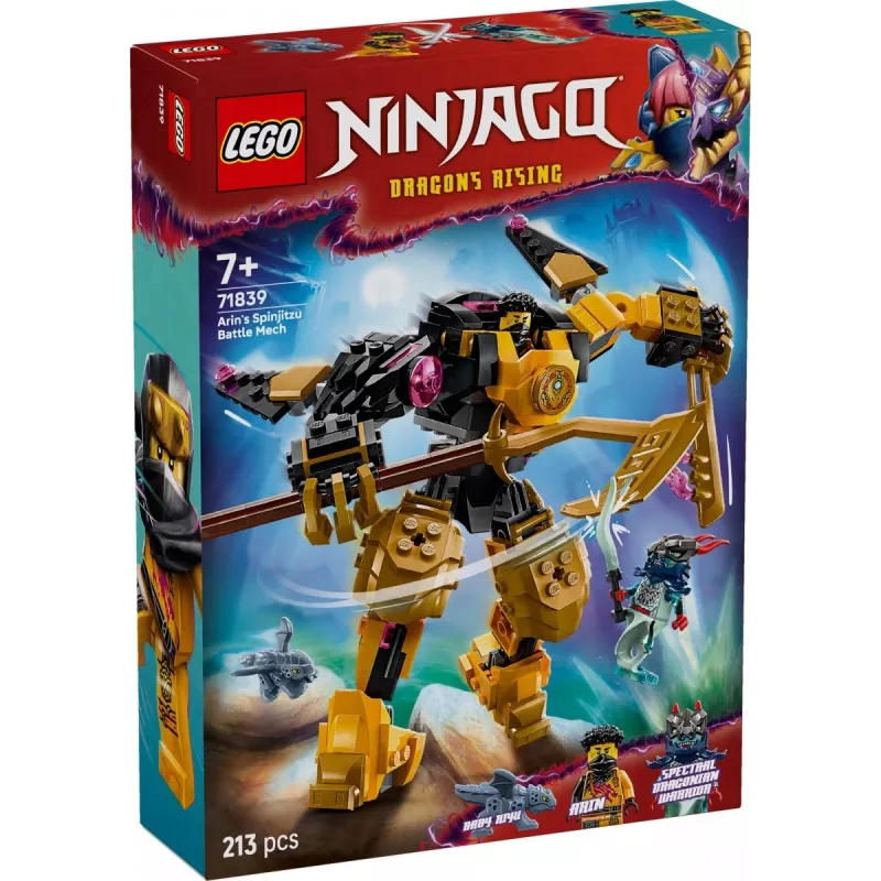 LEGO konstruktorius NINJAGO 71839 Arin's Spinjitzu Battle Mech, 213 dalių, 2 minifigūrėlės, aukštis 160 mm