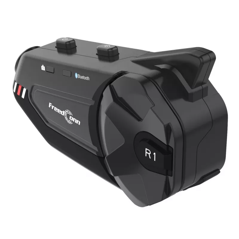 Šalmo Bluetooth intercomas FreedConn R1 PLUS E su kamera, Bluetooth 5.0+EDR, nuotolis 1000 m, IP65, FM, 1080p vaizdo įrašas, 30 h pokalbio laiko