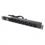 Maitinimo juosta Extralink 19 inch 1U 7 lizdai EU tipo PDU su jungikliu