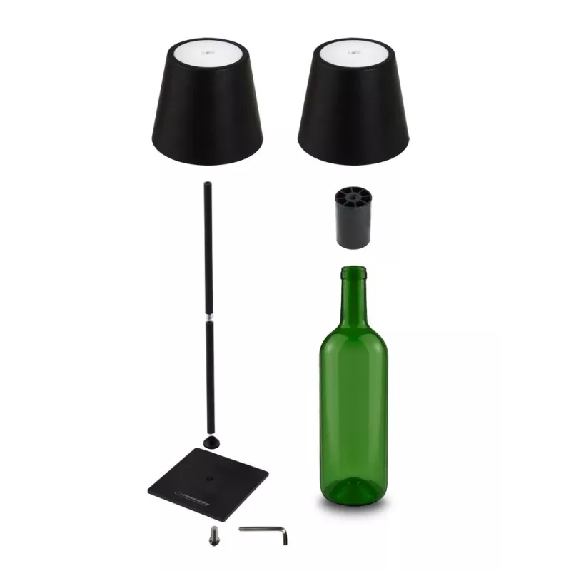 Stalinė LED lempa ESPERANZA ELD119K Juoda – 3W, 4000K, 200 lm, USB-C, 2400 mAh baterija, 400 mm aukštis