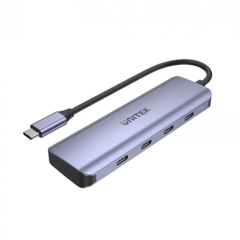 UNITEK uHUB Q4 USB-C 4 prievadų USB 3.2 Gen 1 5000 Mbit/s pilkas