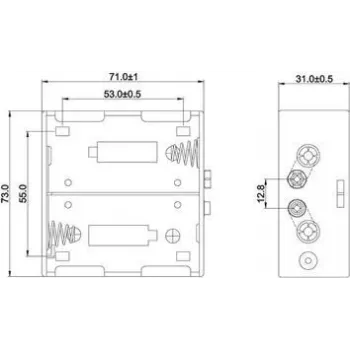 Goobay 11452 BH D baterijų laikiklis 2 x D elementams, juodas
