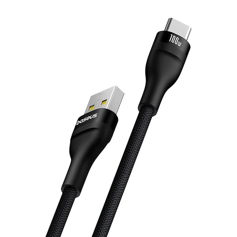 Baseus Flash 2 USB A į USB C greito įkrovimo laidas 2 m 100 W juodas