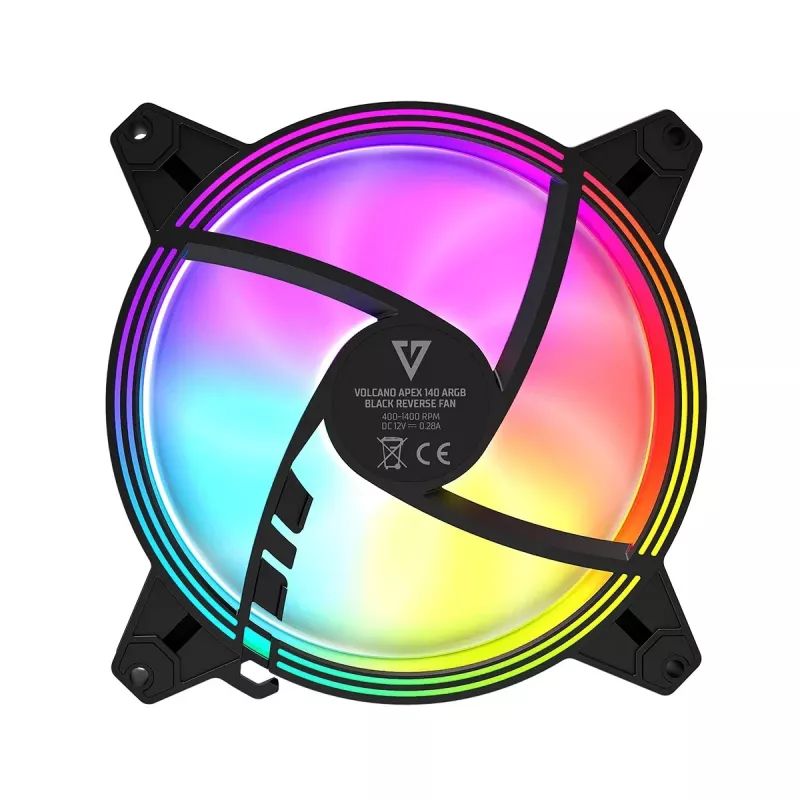 Kompiuterio aušinimo ventiliatorius MODECOM VOLCANO APEX 140 ARGB Black Reverse 140mm