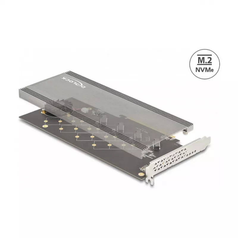 DeLOCK PCI Express 4.0 x16 kortelė į 4 vidinius NVMe M.2 Key M su radiatoriumi ir ventiliatoriumi