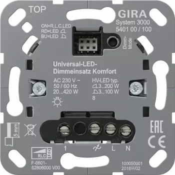 Gira S3000 Uni-LED-Dimmeins. Komfort 540100 sieninis reguliatoriaus modulis LED apšvietimui