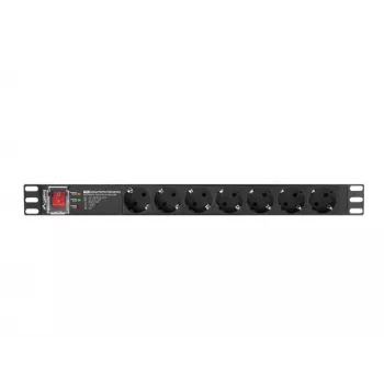 LANBERG PDU-PRO-07F-0200-BK 1U paskirstymo blokas, 7 lizdai (F tipo), 16 A, 2 m laidas, juodas