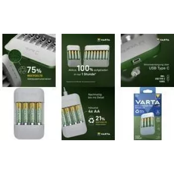 Baterijų įkroviklis Varta Eco Charger Pro Recycled 4x AA 2100mAh (56816)