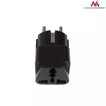 Maclean MCE155 universalus elektros kištuko adapteris, UK lizdas – ES kištukas, juodas