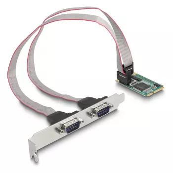 DeLOCK Mini PCIe pilno dydžio kortelė į 2 x Serial RS-232 D-Sub 9 kontaktų